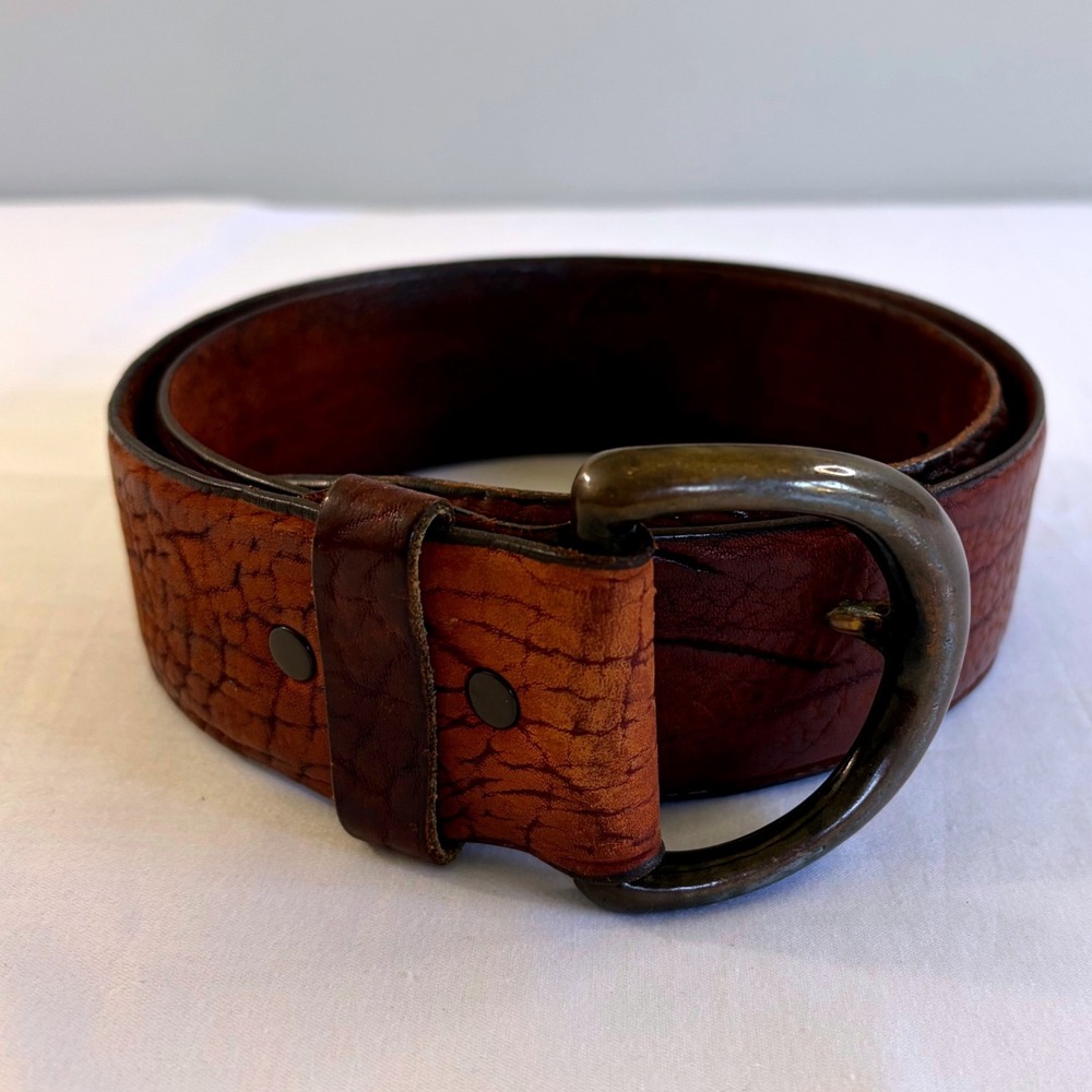 Hickok Belt Makers Vintage Brown Pebbled Cowhide Leather Belt Mens 36-38
